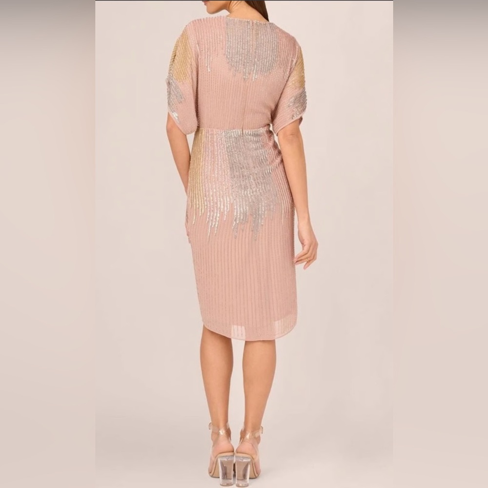 NEW Adrianna by Adrianna Papell Beaded Dolman-Sleeve Dress – Size 10 (Blush) - Picture 2 of 8